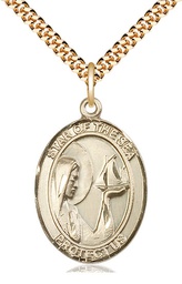 [7101GF/24G] 14kt Gold Filled Our Lady Star of the Sea Pendant on a 24 inch Gold Plate Heavy Curb chain