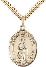 [7205GF/24G] 14kt Gold Filled Our Lady of Fatima Pendant on a 24 inch Gold Plate Heavy Curb chain