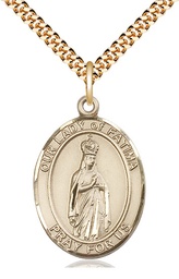 [7205GF/24G] 14kt Gold Filled Our Lady of Fatima Pendant on a 24 inch Gold Plate Heavy Curb chain