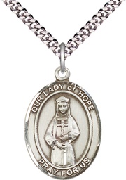 [7230SS/24S] Sterling Silver Our Lady of Hope Pendant on a 24 inch Light Rhodium Heavy Curb chain