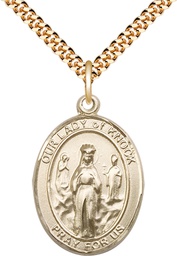 [7246GF/24G] 14kt Gold Filled Our Lady of Knock Pendant on a 24 inch Gold Plate Heavy Curb chain
