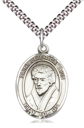[7393SS/24S] Sterling Silver Saint Peter Canisius Pendant on a 24 inch Light Rhodium Heavy Curb chain