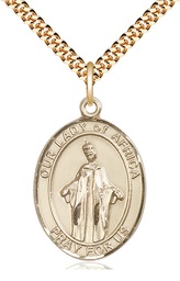 [7269GF/24G] 14kt Gold Filled Our Lady of Africa Pendant on a 24 inch Gold Plate Heavy Curb chain