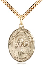 [7287GF/24G] 14kt Gold Filled Our Lady of Good Counsel Pendant on a 24 inch Gold Plate Heavy Curb chain