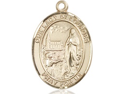 [7288KT] 14kt Gold Our Lady of Lourdes Medal