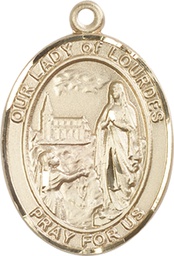 [7288KT] 14kt Gold Our Lady of Lourdes Medal
