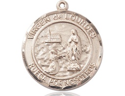 [7288RDSPKT] 14kt Gold Virgen de Lourdes Medal