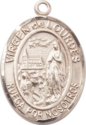 [7288SPKT] 14kt Gold Virgen de Lourdes Medal