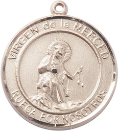 [7289RDSPKT] 14kt Gold Virgen de la Merce Medal