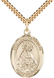 [7303GF/24G] 14kt Gold Filled Our Lady of Olives Pendant on a 24 inch Gold Plate Heavy Curb chain