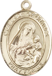 [7347KT] 14kt Gold Our Lady of Grapes Medal