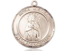 [7413RDSPKT] 14kt Gold Our Lady Rosa Mystica Medal