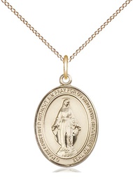 [8078GF/18GF] 14kt Gold Filled Miraculous Pendant on a 18 inch Gold Filled Light Curb chain