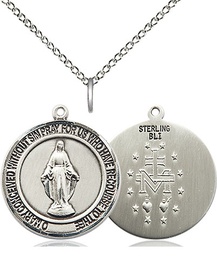 [8078RDSS/18SS] Sterling Silver Miraculous Pendant on a 18 inch Sterling Silver Light Curb chain