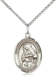 [8087SS/18SS] Sterling Silver Our Lady of Providence Pendant on a 18 inch Sterling Silver Light Curb chain
