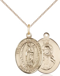 [8206GF/18GF] 14kt Gold Filled Our Lady of Guadalupe Pendant on a 18 inch Gold Filled Light Curb chain