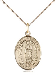 [8206GF/18GF] 14kt Gold Filled Our Lady of Guadalupe Pendant on a 18 inch Gold Filled Light Curb chain