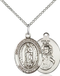 [8206SS/18SS] Sterling Silver Our Lady of Guadalupe Pendant on a 18 inch Sterling Silver Light Curb chain