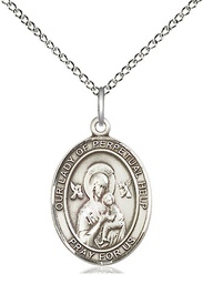 [8222SS/18SS] Sterling Silver Our Lady of Perpetual Help Pendant on a 18 inch Sterling Silver Light Curb chain
