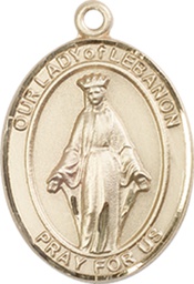 [8229KT] 14kt Gold Our Lady of Lebanon Medal