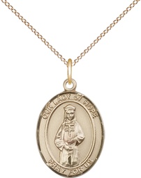 [8230GF/18GF] 14kt Gold Filled Our Lady of Hope Pendant on a 18 inch Gold Filled Light Curb chain