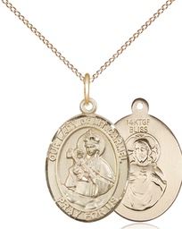 [8243GF/18GF] 14kt Gold Filled Our Lady of Mount Carmel Pendant on a 18 inch Gold Filled Light Curb chain