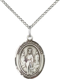 [8246SS/18SS] Sterling Silver Our Lady of Knock Pendant on a 18 inch Sterling Silver Light Curb chain