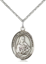 [8247SS/18SS] Sterling Silver Our Lady of the Railroad Pendant on a 18 inch Sterling Silver Light Curb chain