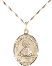 [8263GF/18GF] 14kt Gold Filled Our Lady of San Juan Pendant on a 18 inch Gold Filled Light Curb chain
