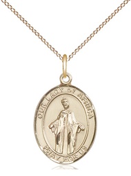 [8269GF/18GF] 14kt Gold Filled Our Lady of Africa Pendant on a 18 inch Gold Filled Light Curb chain