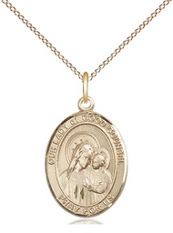 [8287GF/18GF] 14kt Gold Filled Our Lady of Good Counsel Pendant on a 18 inch Gold Filled Light Curb chain