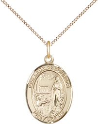 [8288GF/18GF] 14kt Gold Filled Our Lady of Lourdes Pendant on a 18 inch Gold Filled Light Curb chain