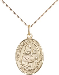 [8299GF/18GF] 14kt Gold Filled Our Lady of Prompt Succor Pendant on a 18 inch Gold Filled Light Curb chain