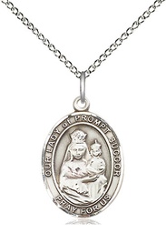 [8299SS/18SS] Sterling Silver Our Lady of Prompt Succor Pendant on a 18 inch Sterling Silver Light Curb chain