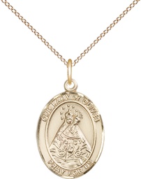 [8303GF/18GF] 14kt Gold Filled Our Lady of Olives Pendant on a 18 inch Gold Filled Light Curb chain