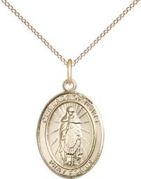 [8346GF/18GF] 14kt Gold Filled Our Lady of Tears Pendant on a 18 inch Gold Filled Light Curb chain