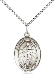 [8346SS/18SS] Sterling Silver Our Lady of Tears Pendant on a 18 inch Sterling Silver Light Curb chain