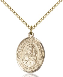 [8421GF/18GF] 14kt Gold Filled Our Lady of Czestochowa Pendant on a 18 inch Gold Filled Light Curb chain