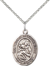 [8448SS/18SS] Sterling Silver Our Lady of the Precious Blood Pendant on a 18 inch Sterling Silver Light Curb chain