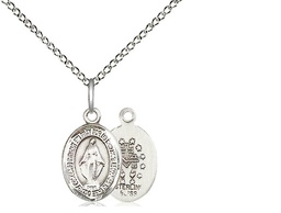 [9078SS/18SS] Sterling Silver Miraculous Pendant on a 18 inch Sterling Silver Light Curb chain