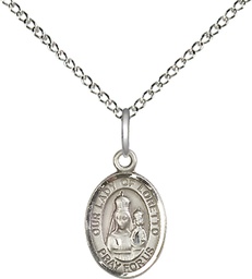 [9082SS/18SS] Sterling Silver Our Lady of Loretto Pendant on a 18 inch Sterling Silver Light Curb chain