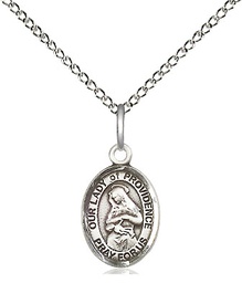 [9087SS/18SS] Sterling Silver Our Lady of Providence Pendant on a 18 inch Sterling Silver Light Curb chain
