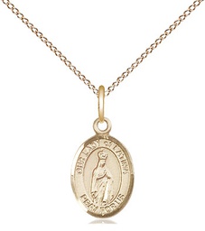 [9205GF/18GF] 14kt Gold Filled Our Lady of Fatima Pendant on a 18 inch Gold Filled Light Curb chain