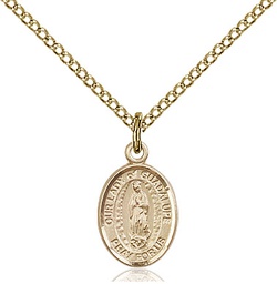[9206GF/18GF] 14kt Gold Filled Our Lady of Guadalupe Pendant on a 18 inch Gold Filled Light Curb chain