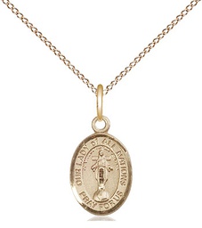 [9242GF/18GF] 14kt Gold Filled Our Lady of All Nations Pendant on a 18 inch Gold Filled Light Curb chain