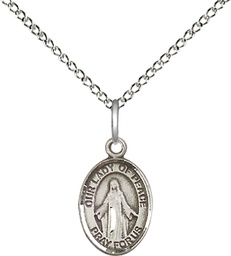 [9245SS/18SS] Sterling Silver Our Lady of Peace Pendant on a 18 inch Sterling Silver Light Curb chain
