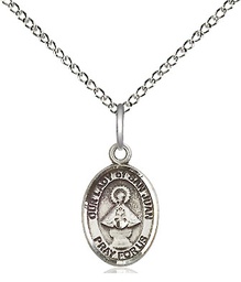 [9263SS/18SS] Sterling Silver Our Lady of San Juan Pendant on a 18 inch Sterling Silver Light Curb chain