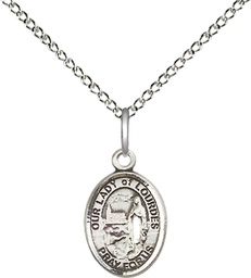 [9288SS/18SS] Sterling Silver Our Lady of Lourdes Pendant on a 18 inch Sterling Silver Light Curb chain