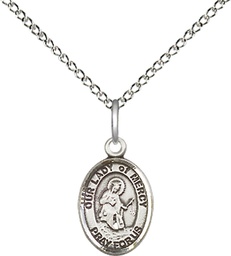 [9289SS/18SS] Sterling Silver Our Lady of Mercy Pendant on a 18 inch Sterling Silver Light Curb chain