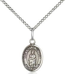 [9306SS/18SS] Sterling Silver Our Lady of Victory Pendant on a 18 inch Sterling Silver Light Curb chain
